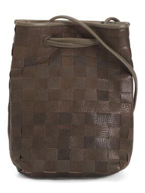 FALOR Made In Italy Leather Woven Phone Crossbody